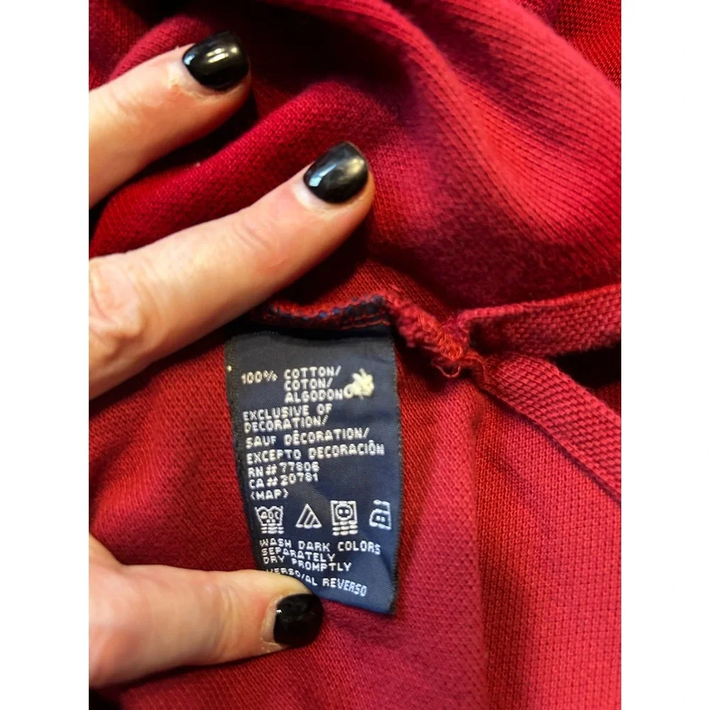 Vintage Tommy Hilfiger Long Sleeve Polo Shirt‎ Red Cotton Logo XXL 90s Y2K